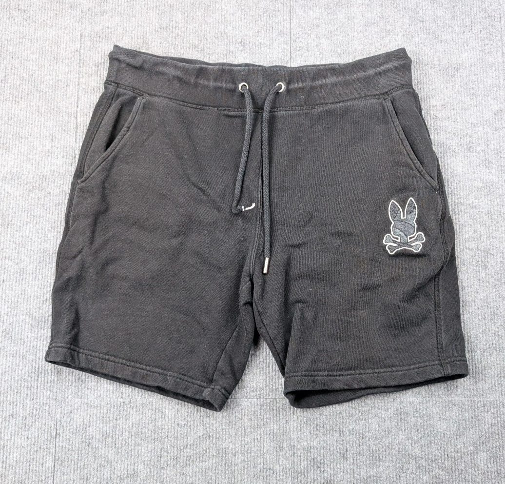 Psycho Bunny Shorts Mens Medium Sweat Athleisure Lounge Embroidered Logo Black