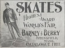 BARNEY  BERRY SKATES Vtg Ice Skating Blades 1899 Ad Highest Award World's Fair