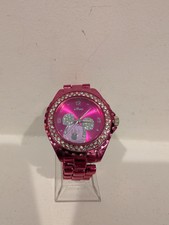 Vintage Disney Sparkling Mickey Mouse Watch-Rhinstone Embellished-pink Metal Ban