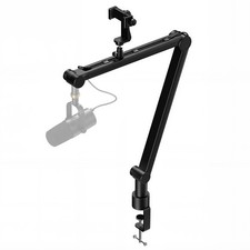 Microphone Boom Arm with Desk Clamp & Phone Holder, Aluminum Alloy Mic Stand