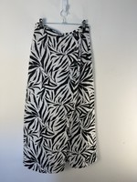 Marks & Spencer Linen Blend Wrap Midi Skirt Ivory Mix Black Print New Summer