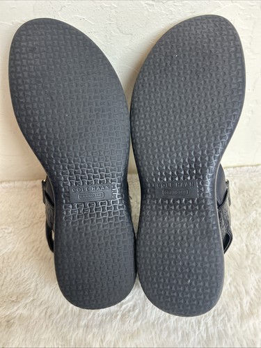 Cole Haan Grand Ambition Sz 6 B Carmel Flat Sandals Slingback Black - Afbeelding 8 van 8