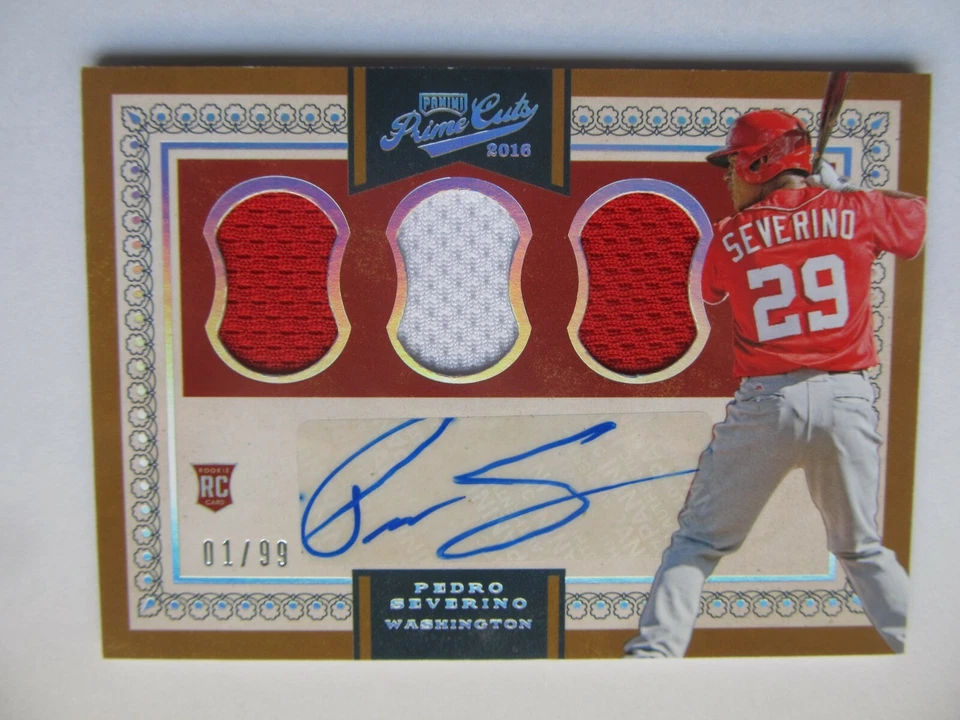 2016 PANINI PRIME CUTS PEDRO SEVERINO TRIPLE RELIC AUTO ROOKIE #d 1/99  ORIOLES  - Image 2 of 3