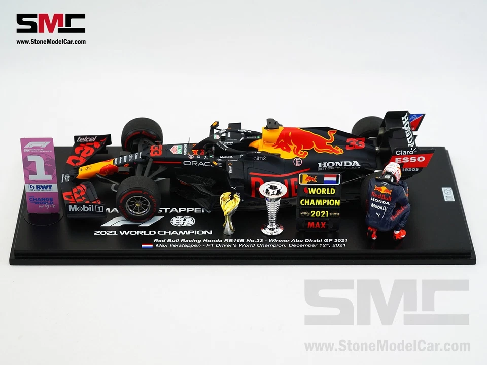 2021 F1 WDC Max Verstappen Red Bull RB16B Abu Dhabi 1:18 Spark Figure Special - Image 3 of 4
