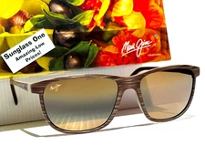 NEW Maui Jim LELE KAWA Brown Stripe POLARIZED Bronze GLASS Sunglass H811-25C