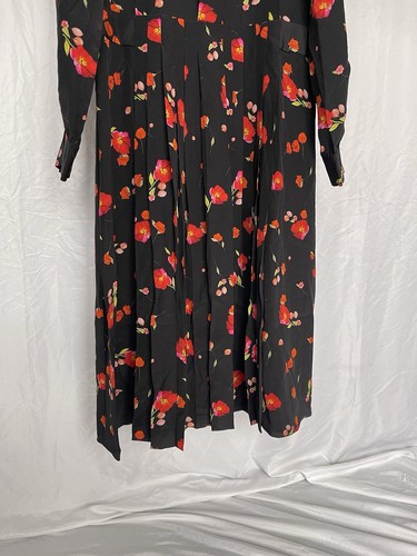 Vilshenko Black Silk Long Sleeve Maxi Shirt Dress with Floral Pattern 12UK - Picture 3 of 9