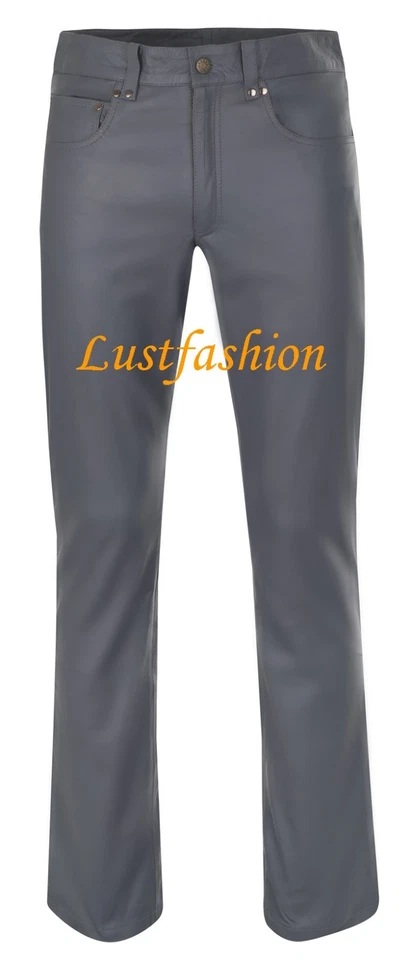 LEDERHOSE dunkelgrau Lederjeans grau neu leather trousers pants jeans grey Cuir  - Bild 2 von 4
