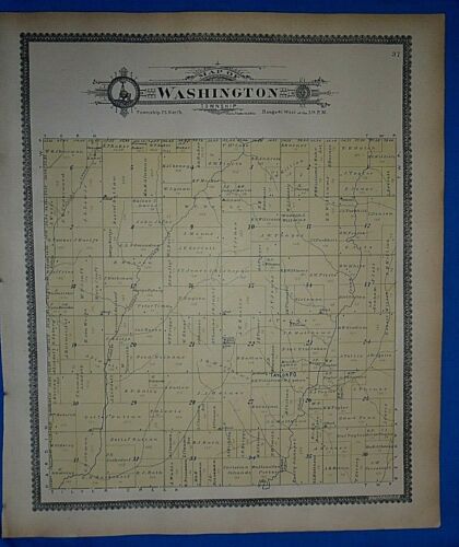 1902 Plat Map ~ WASHINGTON Twp. POTTAWATTAMIE Co. IOWA ~ Ancestry Genealogy - Picture 1 of 8