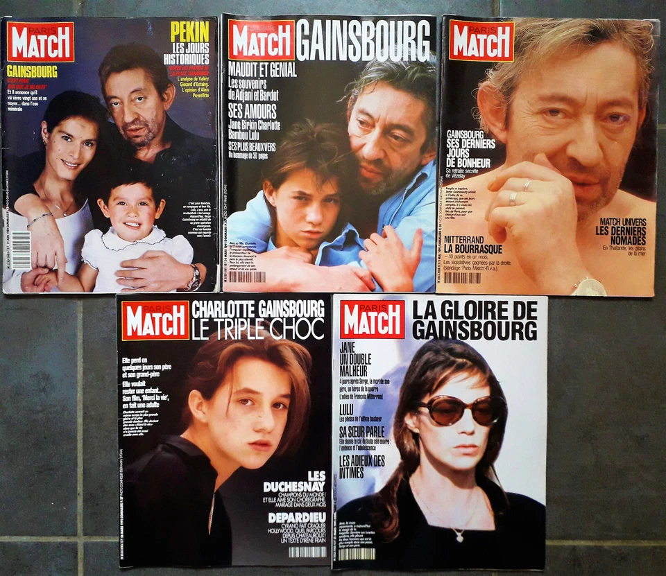 PARIS MATCH Lot de 5 Magazines Serge et Charlotte GAINSBOURG (1989-91) - Photo 1/1