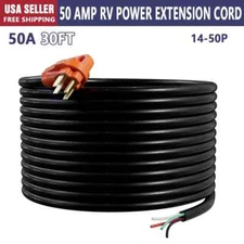 30 Feet RV 30/50 Amp Heavy Duty Replacement Power Extension Cord Male Only New