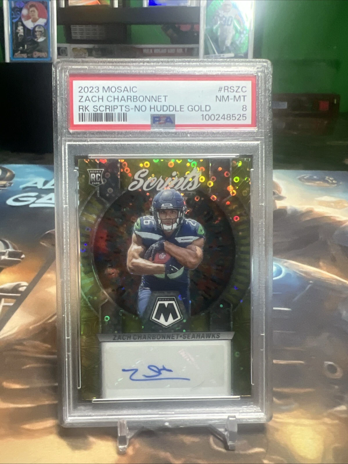 Zach Charbonnet Panini Mosaic Rookie Scripts #RSZC No Huddle Gold
