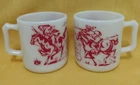 Hazel Atlas 1950s Milk Glass~ 3" Mug Cup~ Davy Crockett~ 6 OZ ~Vintage ~Set Of 2