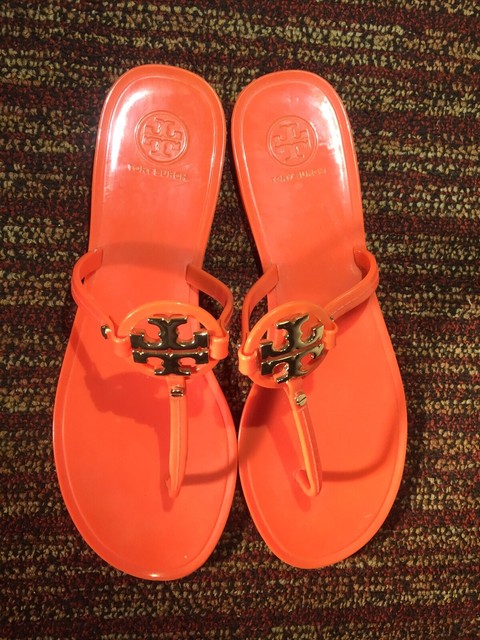 Tory Burch Women's Orange Mini Miller Jelly Sandals Flats Flip Flops Thong | eBay