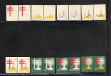 1952 COMPLETE SET OF 8 PROGRESSIVE PROOF PAIRS TB SEALS