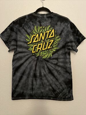 SANTA CRUZ Skateboards Shirt The Original Tye Dye Black Plant Leaf