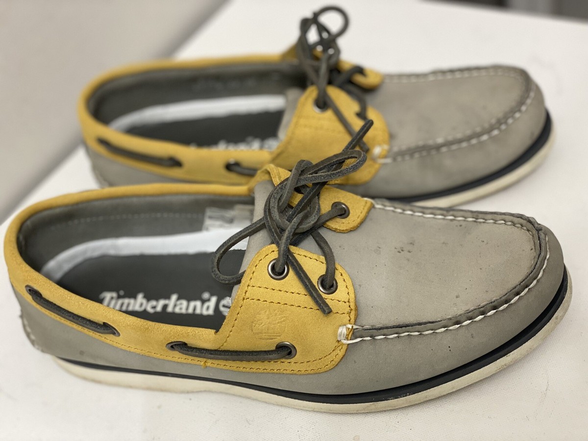 Mens Timberland Classic 2 Eye 42576 Yellow Grey Leather Lace