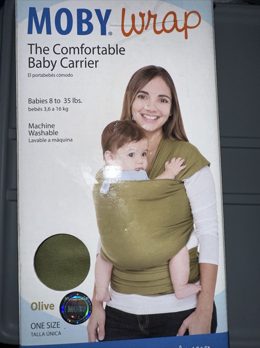 New! Moby Wrap The Comfortable Baby Carrier Olive Green 100% Authentic  8-35lbs