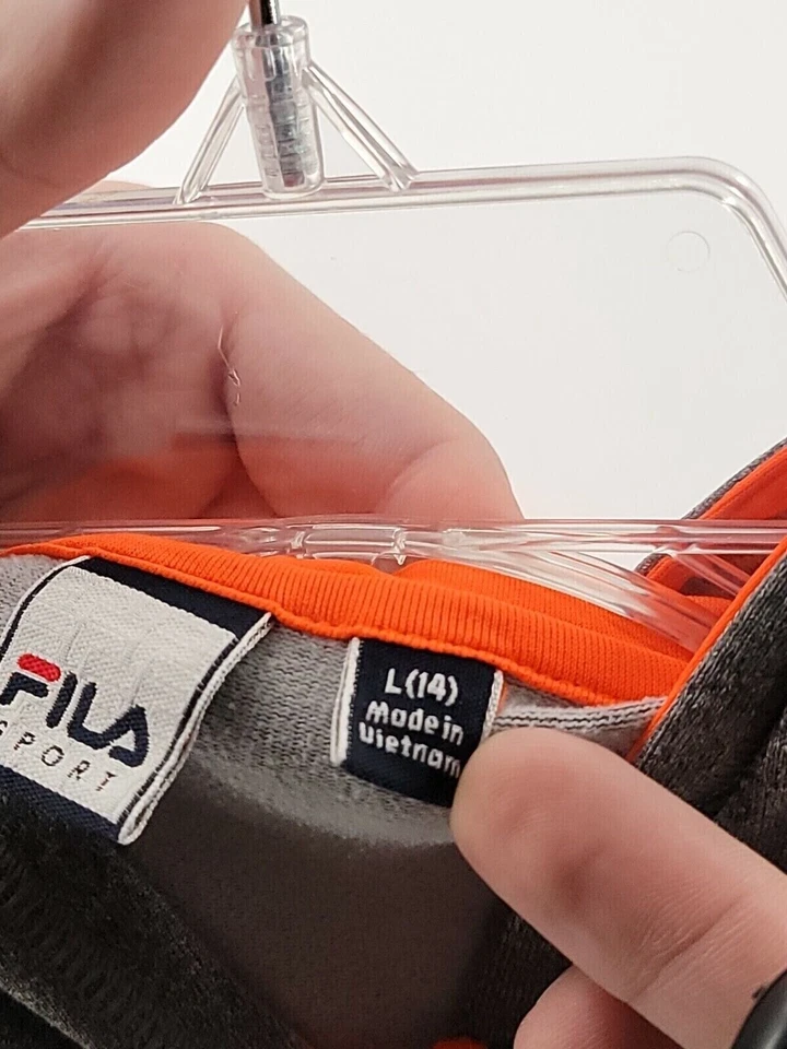 Camisa con Capucha Fila Sport Juniors Talla L(14) Color Gris/Naranja Manga Larga 1/4 Cremallera Foto 4 de 4