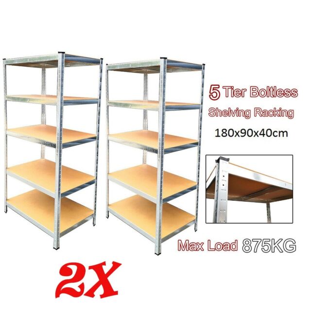 2X 5Tier Racking Shelf Heavy Duty Garage Shelving Storage Shelves 180x90x40cm ES