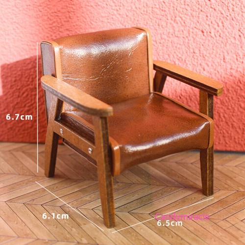 Maßstab 1:12 Puppenhaus Miniatur Altmodisch Möbel Sofa Leder Holz Wohnzimmer - Picture 10 of 18