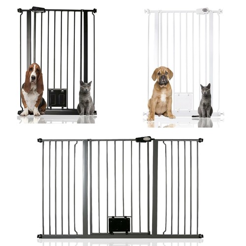 Extra Tall Pet Gate with Cat Flap 68.5 147.5cm Width Dog Gate by