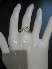 Sterling Silver Triple Hawaiian Plumeria Ring Size 6.75