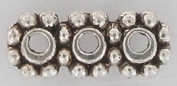 MEGACREA Perle métal Barette diviseur 3 rangs Argenté (lot de 10)