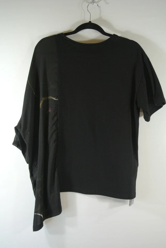 全新带标签 Yohji Yamamoto N-Drape 不对称 T 恤黑色 - 尺寸 2 #T1168 — 第 3/4 张图片