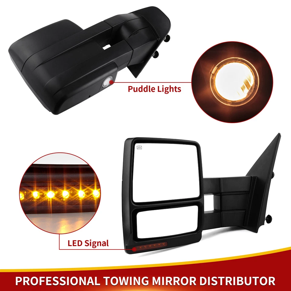 Pair Tow Mirrors for 2004 - 2006 Ford F150 F-150 Power Heated Puddle Turn Signal - Изображение 3 из 4