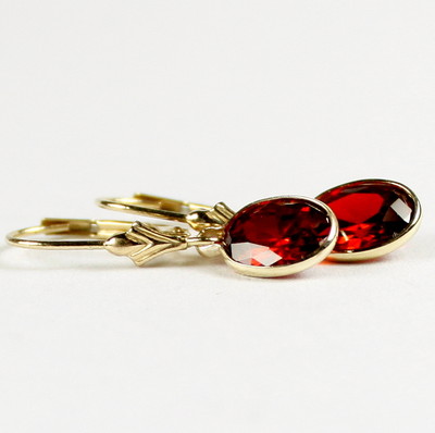 Garnet CZ, 14KY Gold Leverbacks, E001