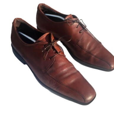 ECCO Edinburgh Mens Size 11 EU 45 Brown Leather Lace Up Loafers Dress Shoes