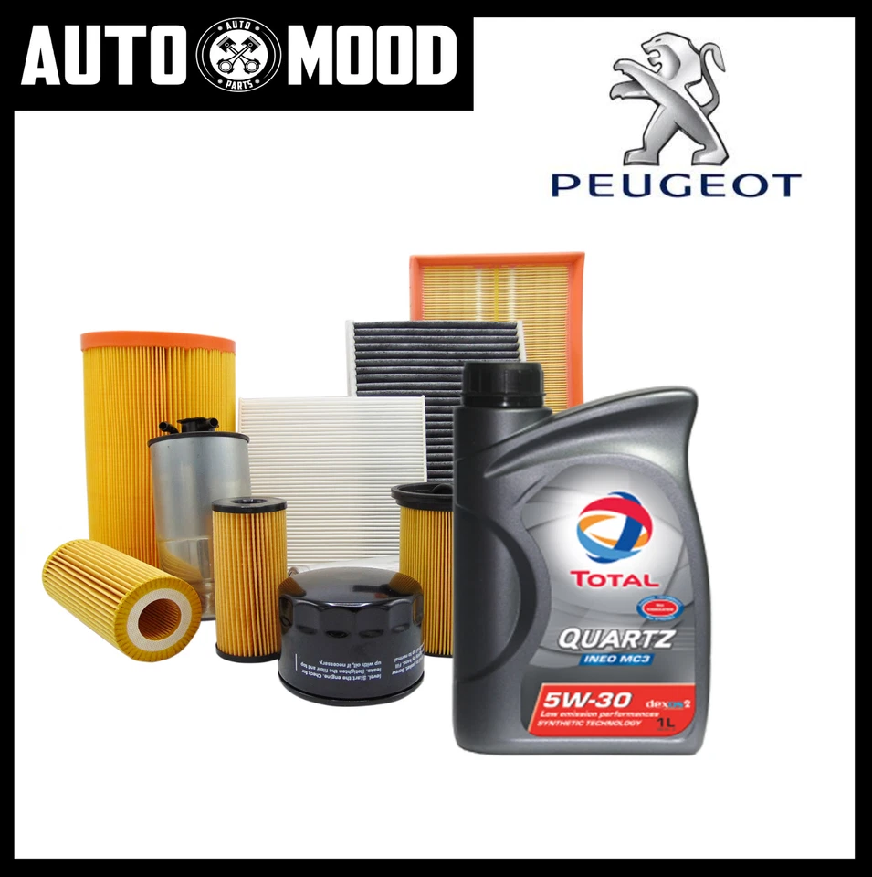 KIT TAGLIANDO PEUGEOT 1.6 HDI 110CV 109CV 66KW 4 FILTRI + 4LT OLIO TOTAL 5W30