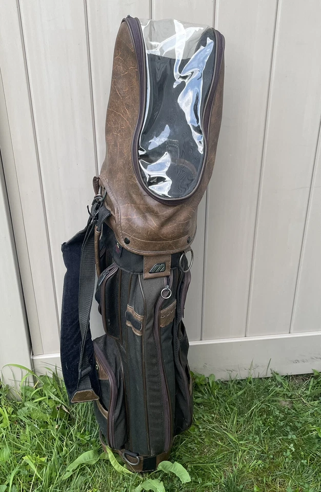 Bolsa de golf de colección Mizuno Omega UC de cuero negra multi bolsillo 6 vías con cubierta para lluvia Foto 2 de 4