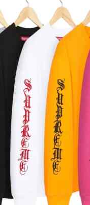 Supreme Old English L/S Top Heather Grey Pink Orange White Supreme Old English L/S Top Heather Grey Pink Orange White