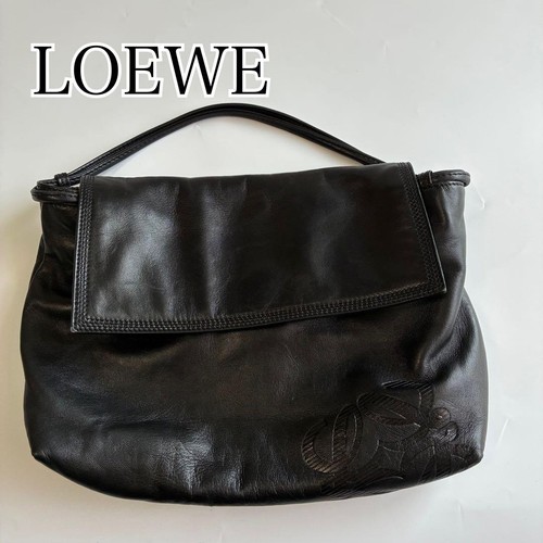 LOEWE Anagram Nappa Leather Handbag Black Authentic Women's Tote Bag
