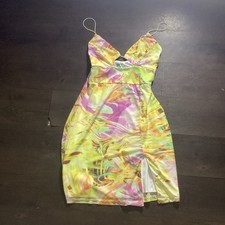 Fashion Nova Womens Tulum Beach Club Mini Dress - Yellow/combo Size M