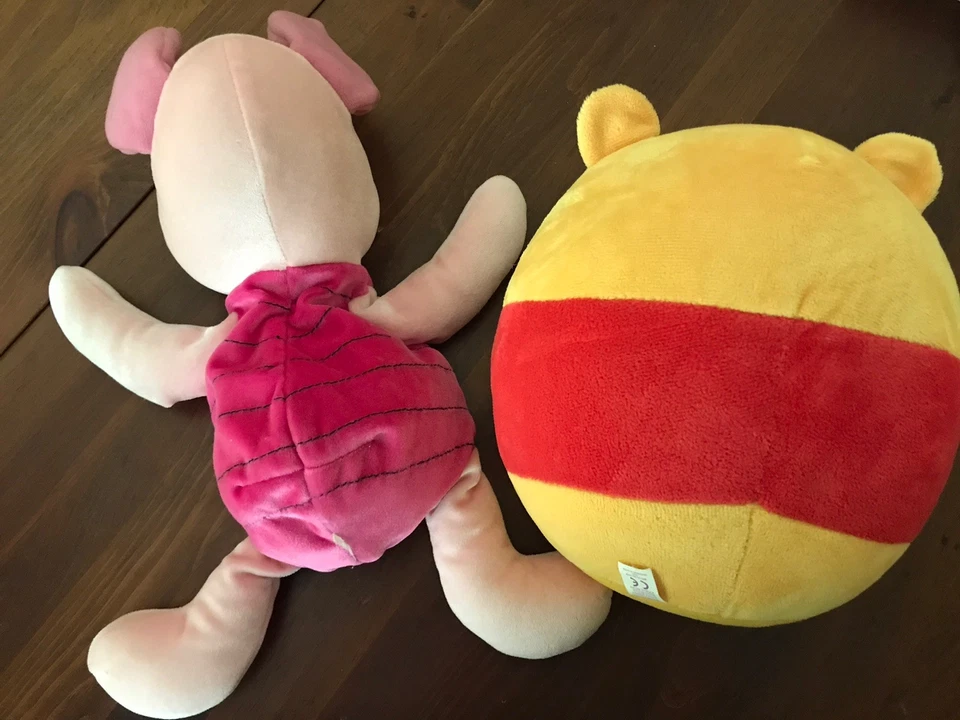 TY Beanie Ballz WINNIE THE POOH BEAR BALL 8" Plush STUFFED ANIMAL Toy & Piglet - Image 2 of 2