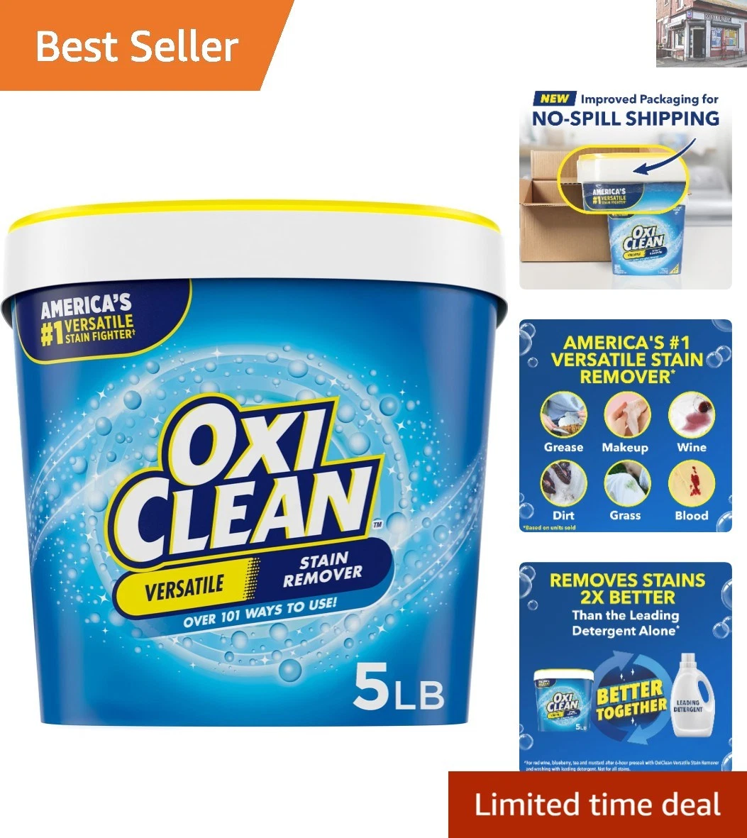 Oxygen-Powered Versatile Stain Remover Powder - 5 lb - Chlorine-Free & Unscented