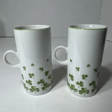 Set of 2 Toscany Collection "SHAMROCKS" Irish Coffee Cups~ 4 1/2" Tall