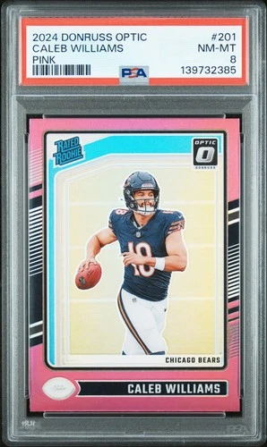 2024 PANINI DONRUSS OPTIC PINK #201 CALEB WILLIAMS ROOKIE RC PSA 8
