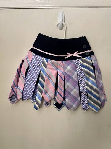 Dolls Kill Sugar Thrillz Tie Pastel Striped & Plaid Mini Skirt Size XXS NWT