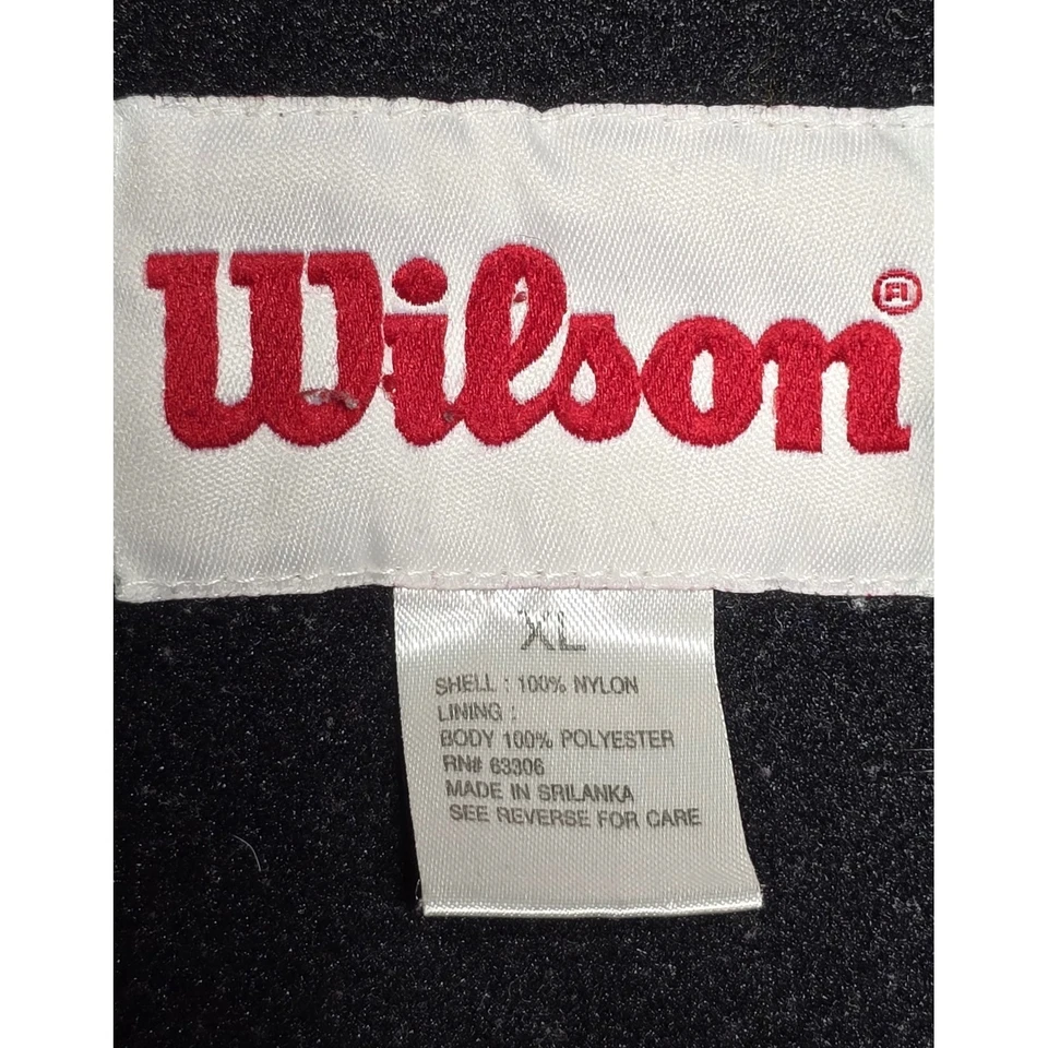 Vintage Wilson Windbreaker Jacket XL Black Yellow Full Zip Nylon Retro 90s - Image 4 of 4