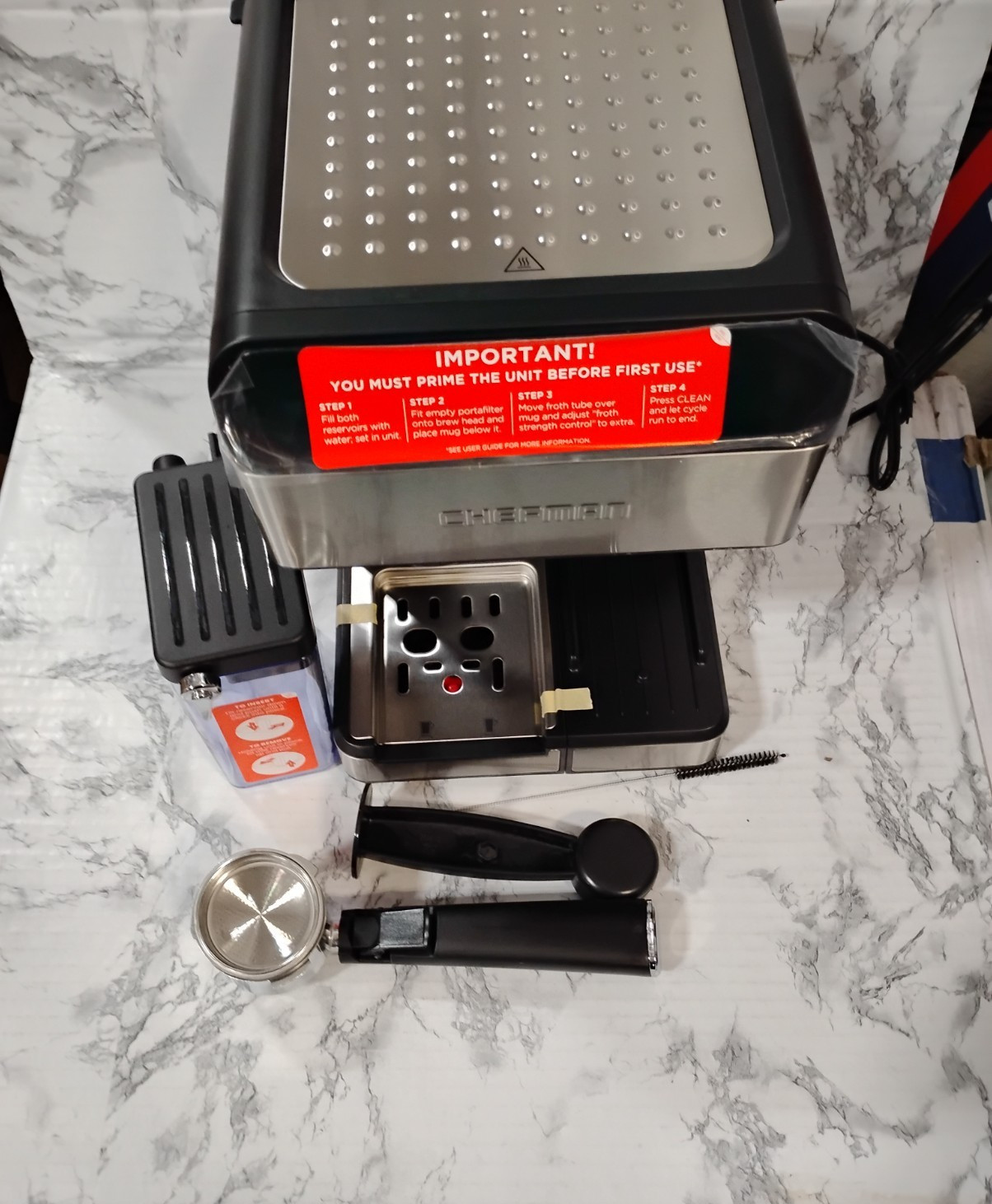Chefman 6-in-1 Espresso Machine with Steamer, Automatic One-Touch Coffee Maker,