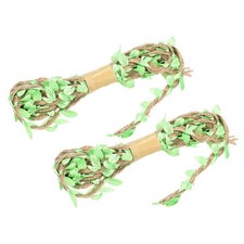 2Pcs 6.6ft 5mm Burlap Leaf Ribbon Vine Natural Jute Rope Twine, Light Green