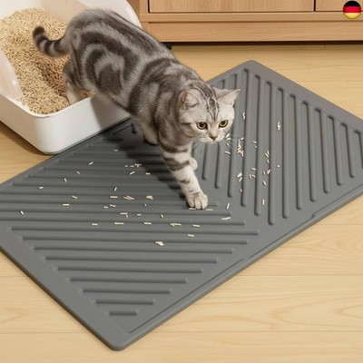 Conlun Silikon Katzenklo Matte, 60x38cm Gummi Katzenstreu Matte, Wasserdicht,