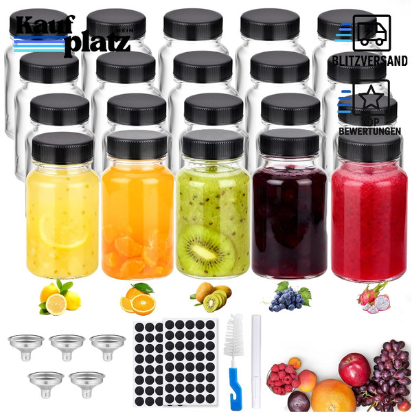 Kleine Shot Flaschen 60Ml 20 StüCk Glasflaschen Mit Deckel Mehrweg FüR Saft-image