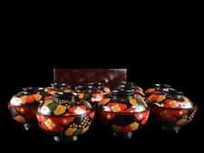Y5265 : XF Japanese Wooden Lacquer ware Hidehira SOUP BOWL/Dish 10pcs,w/box