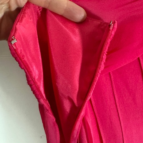 BCBG 100 % Seide ombre rosa transparent Mini trägerlos Korsett Kleid Rüschen Y2K - Bild 11 von 13