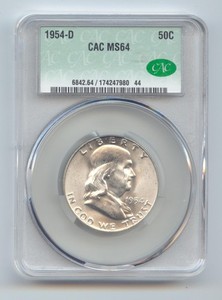 1954-D Franklin Half Dollar, CAC MS-64