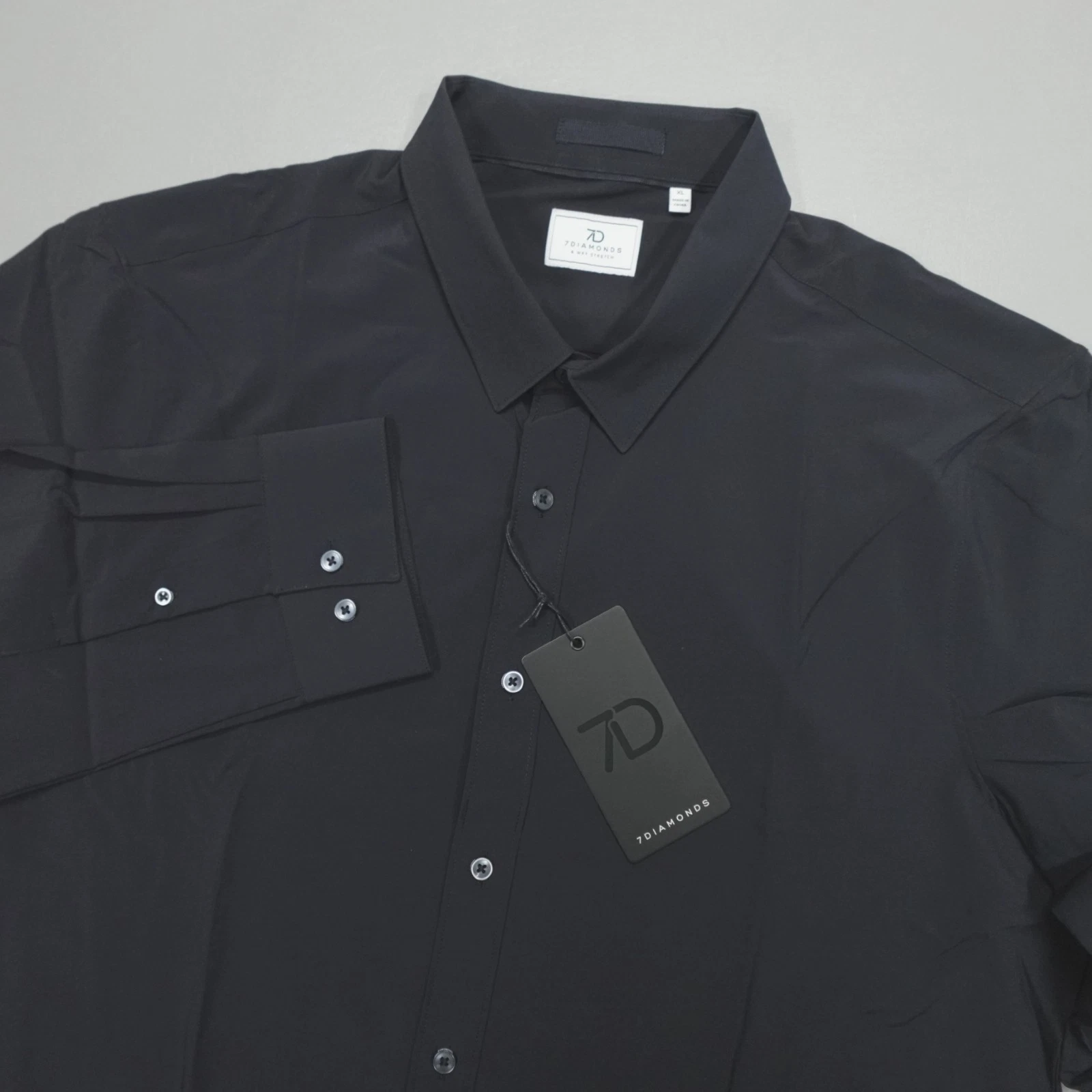 7 Diamonds Rocco Liberty Button Up LS Shirt Men's Size XL Navy Woven Stretch